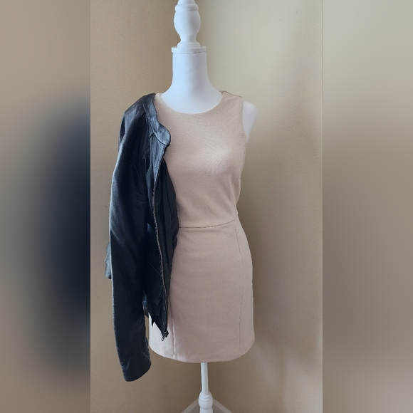 Halogen size small leather jacket with ruffle dark brown - Picture 5 of 6